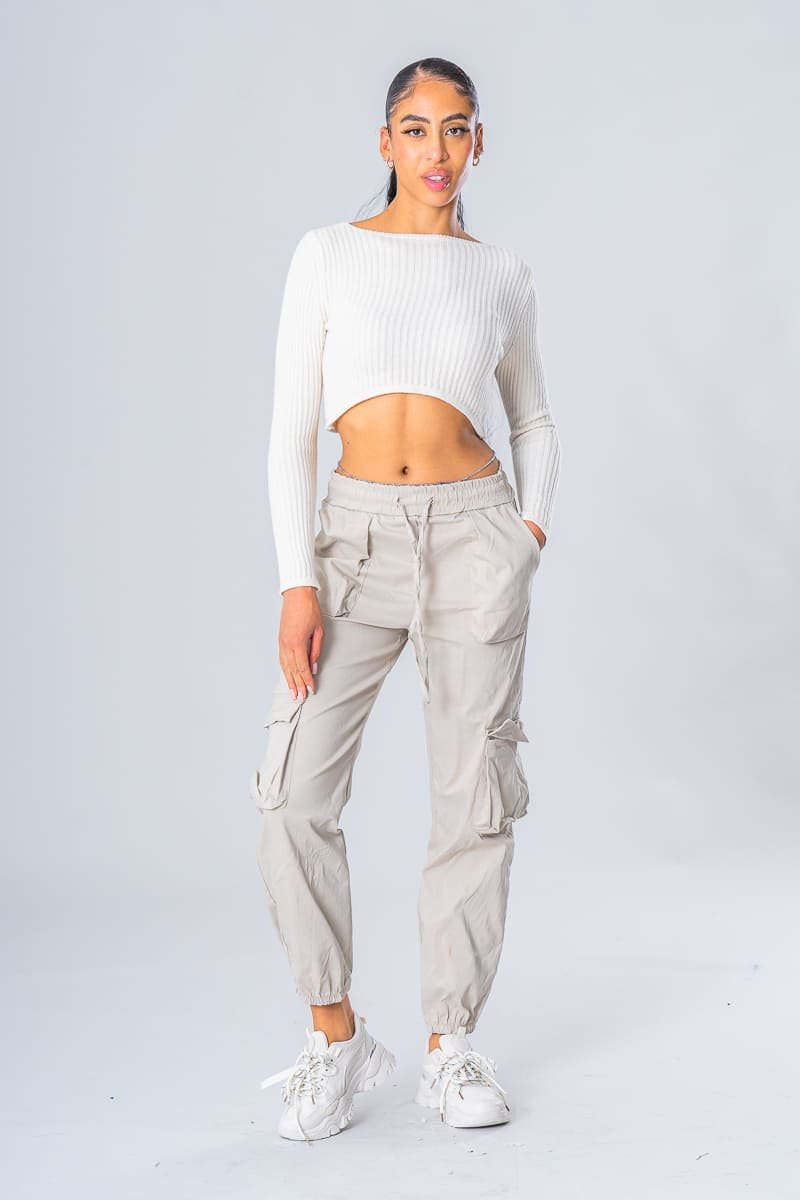 Pantalon cargo taille réglable et cheville élastiquées - Cinelle Paris,  mode femme tendance.