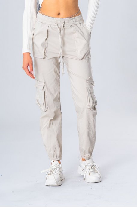 Pantalon cargo taille réglable et cheville élastiquées - Cinelle Paris,  mode femme tendance.