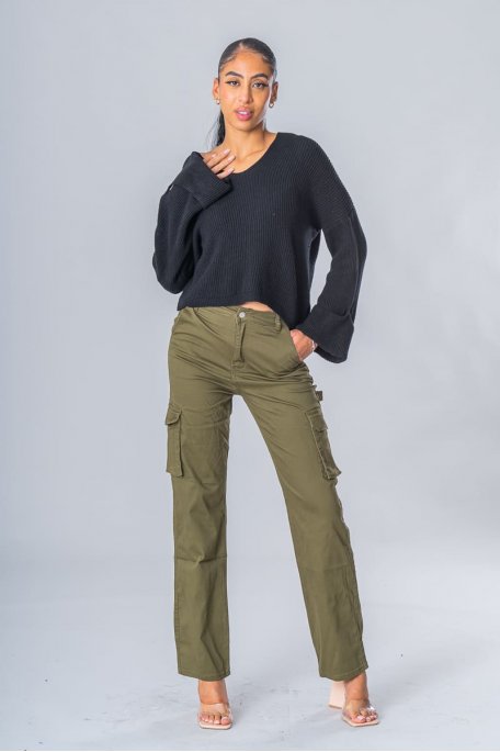 Pantalon cargo kaki droit - Cinelle Paris, mode femme tendance