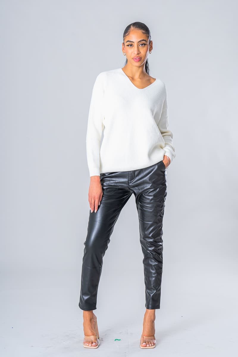 Elastic black imitation pants - Cinelle Paris, fashion woman