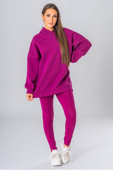 Ensemble sweat à capuche et legging violet