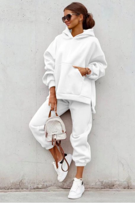 Ensemble jogging sweat large blanc