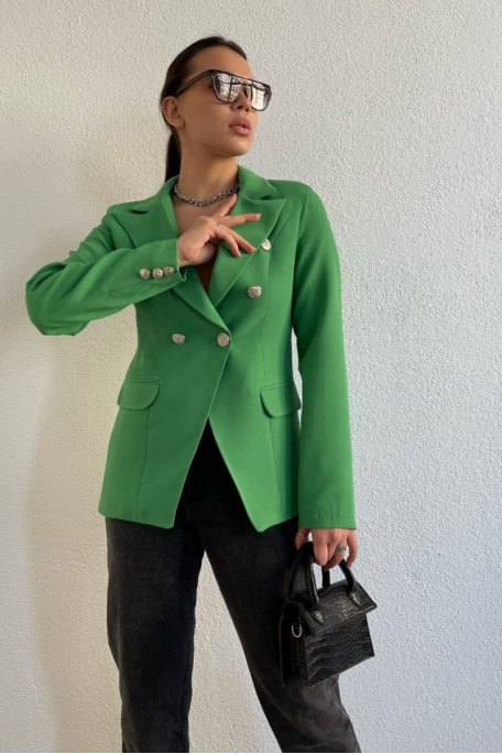 Offiziersblazer mit Schulterklappen grün