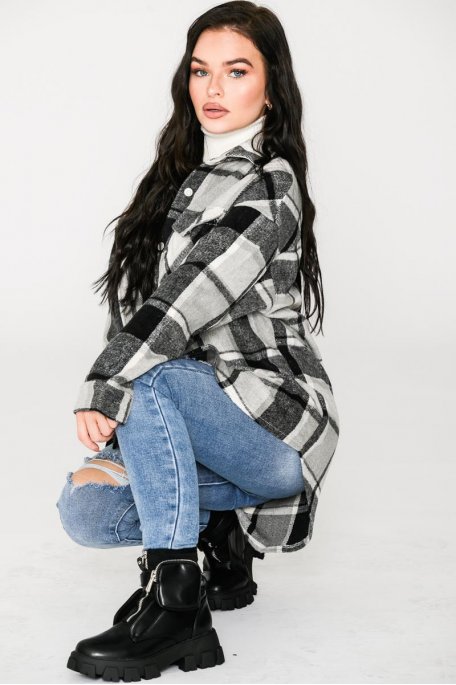 Grey plaid overshirt