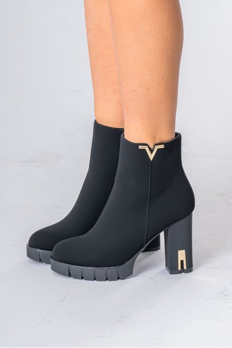 Bottines à talons suédine noir