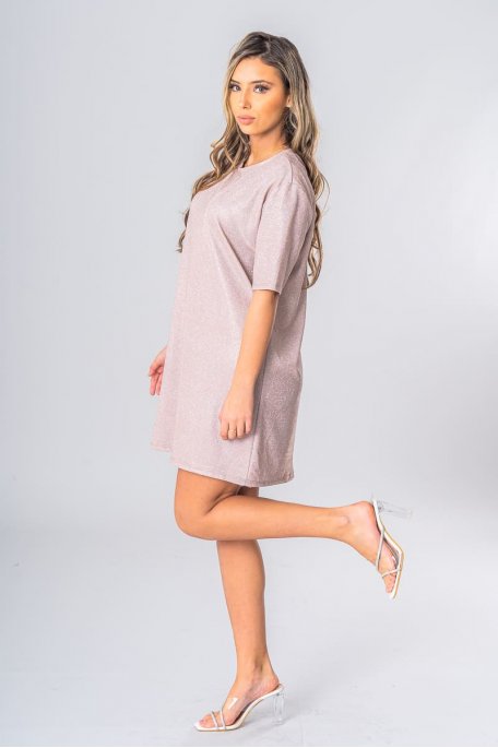 Pink sequined tee dress