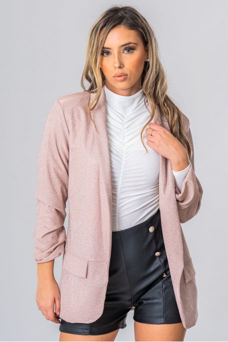 Pink sequined blazer jacket