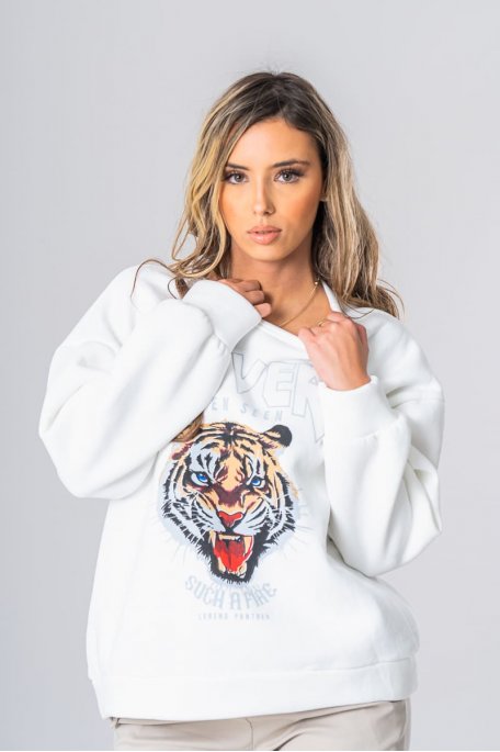 White tiger print sweatshirt