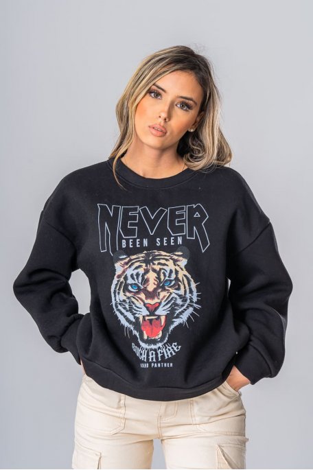 Sweatshirt Tiger schwarz
