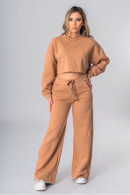 Ensemble pull oversize et jogging camel