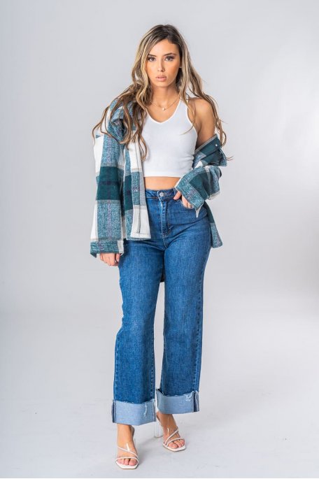 Jean straight à ceinture bleu