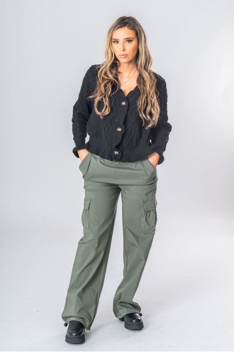 Pantalon cargo parachute kaki