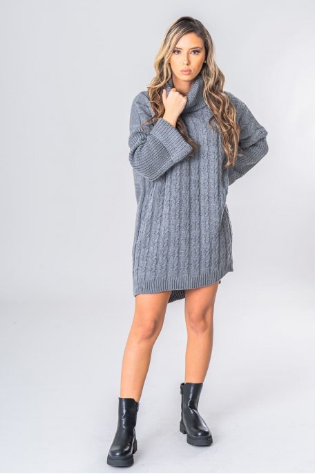 Grey turtleneck sweater dress