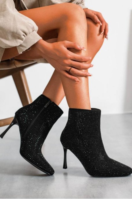 Black rhinestone boots