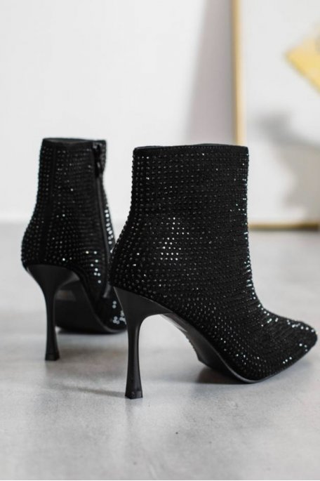 Bottine sale talon strass
