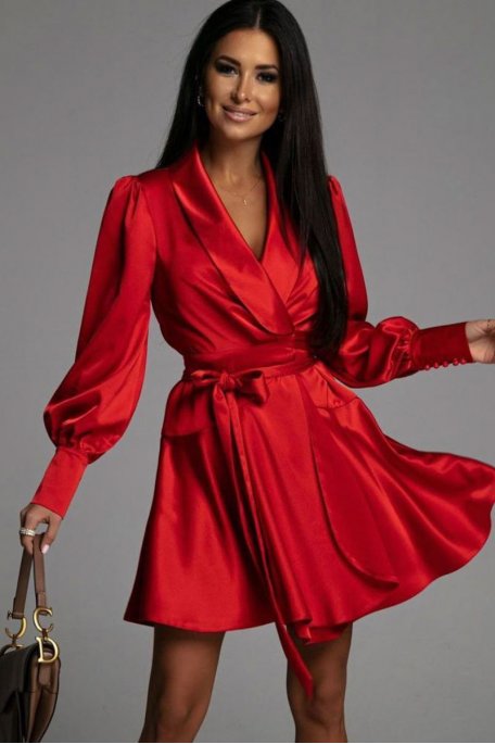 Red satin dress