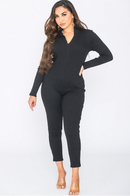 Black ribbed jumpsuit