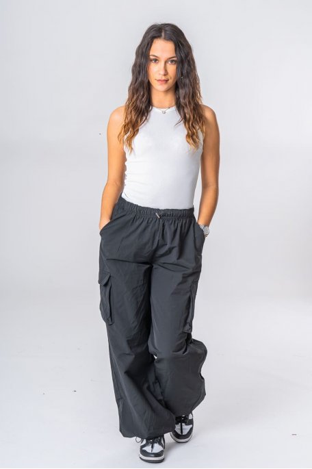 Cargohose mit Gummizug Tasche schwarz
