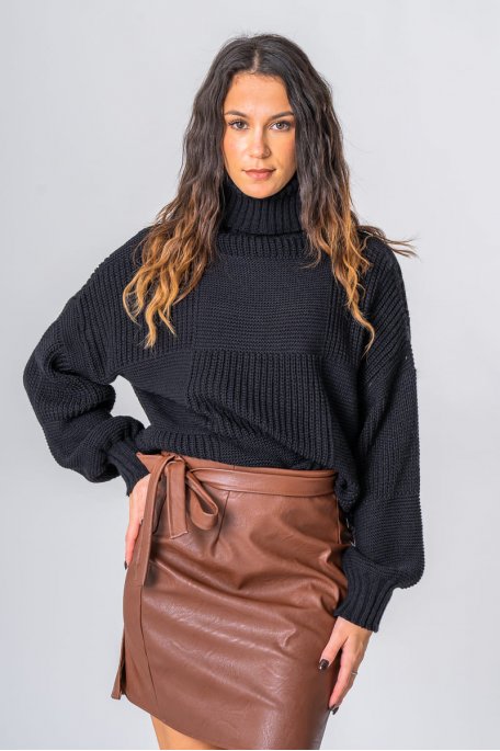 Brown leatherette wrap skirt