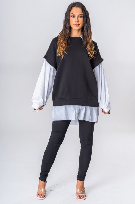 Ensemble bi-matière style sweat noir