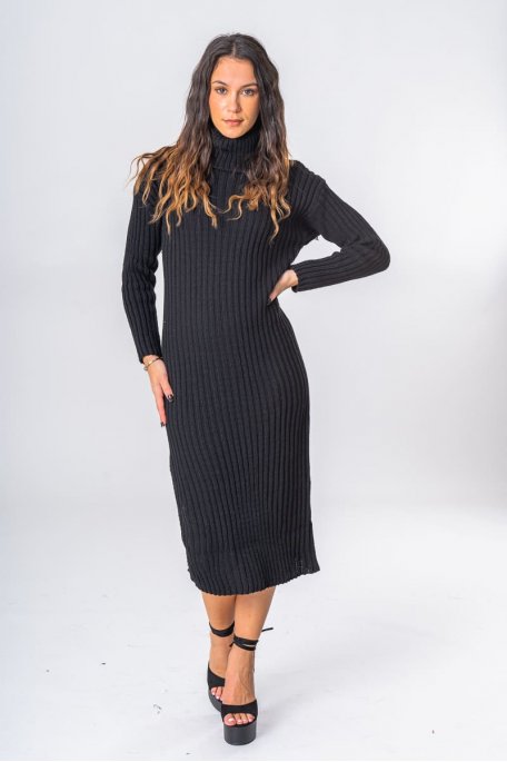Kleid Rollkragen schwarz