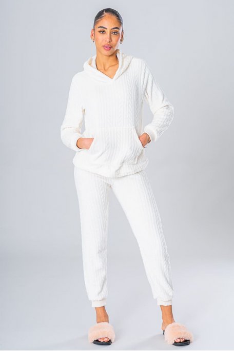 White soft sweatshirt and jogging suit