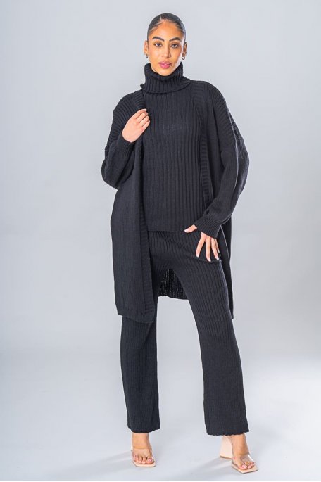 Black knit sweater and vest set
