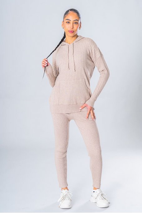 Beige hoodie set