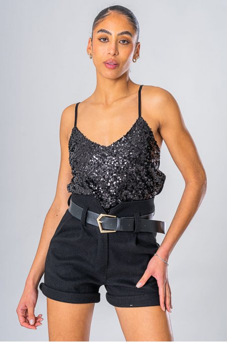 Débardeur à sequins noir