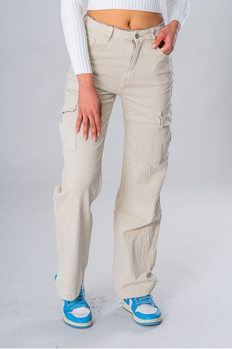 Khaki cargo pants with belt - Cinelle Paris