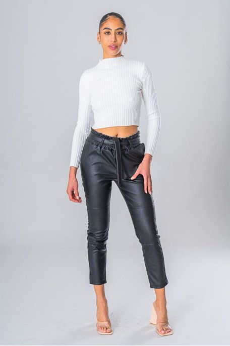 Schwarze Kunstlederhose