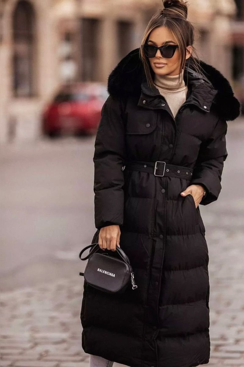 Doudoune longue noire style parka - Cinelle Paris, mode femme tendance