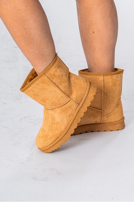 Camel suede ankle boots