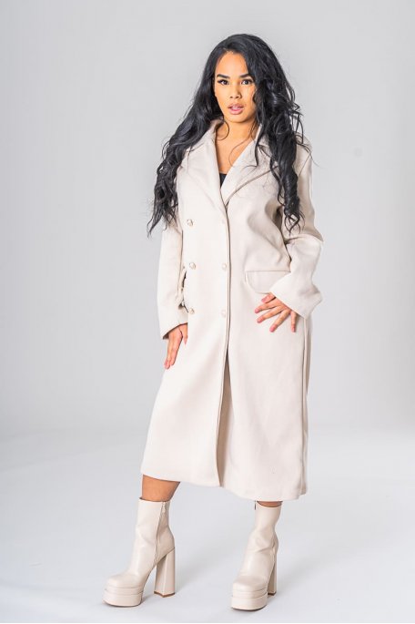 Long coat with beige officers buttons