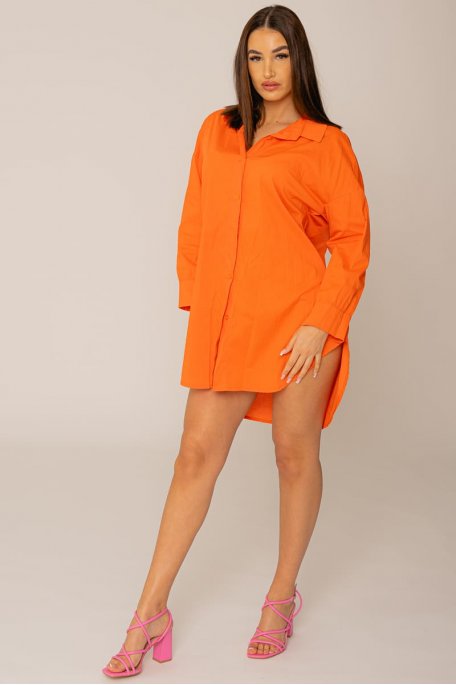 Orange loose shirt dress
