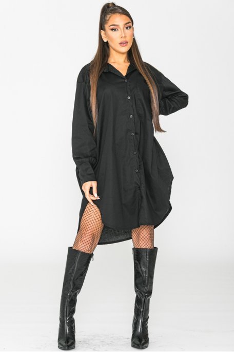 Hemdkleid lang geknöpft schwarz