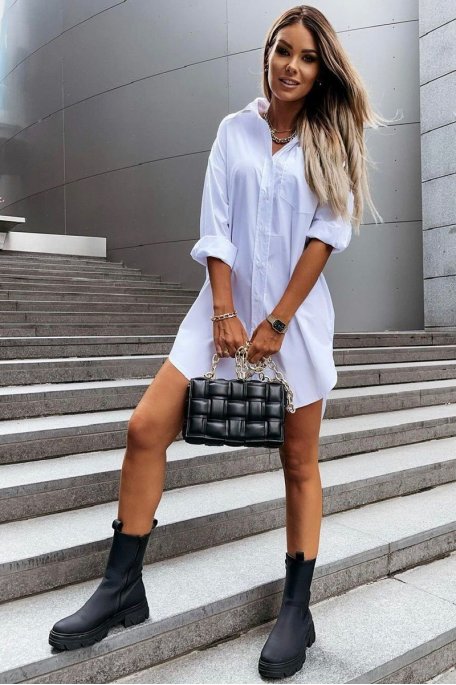 Oversized white shirt dress