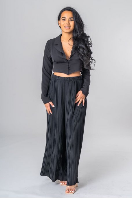 Pantalon plissé oversize noir