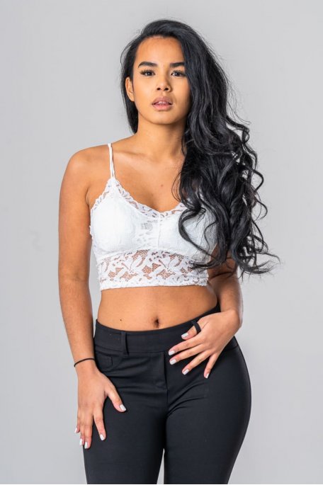 Crop top bustier ficelles blanc - Cinelle Paris, mode femme tendance.