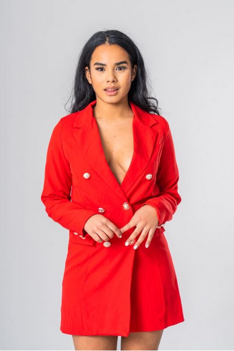Blazer long bouton officier rouge