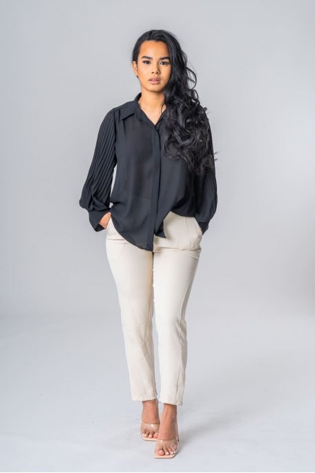 Gerade geschnittene Anzughose mit hoher Taille Beige