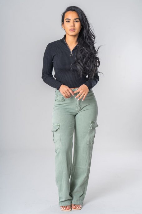 Cargo wide leg khaki