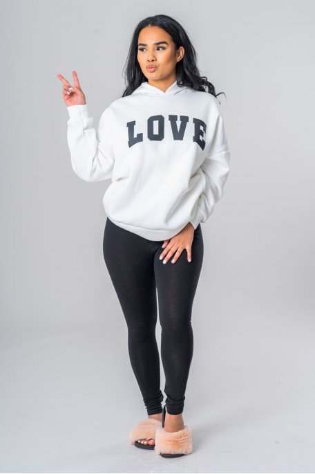Ensemble sweat à capuche love legging noir