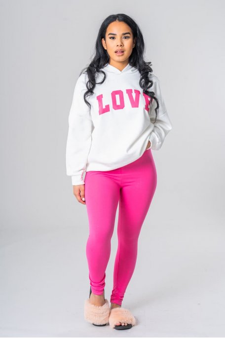 Pink hoodie love legging set
