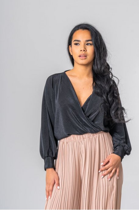 Body fluide décolleté cache-cœur noir