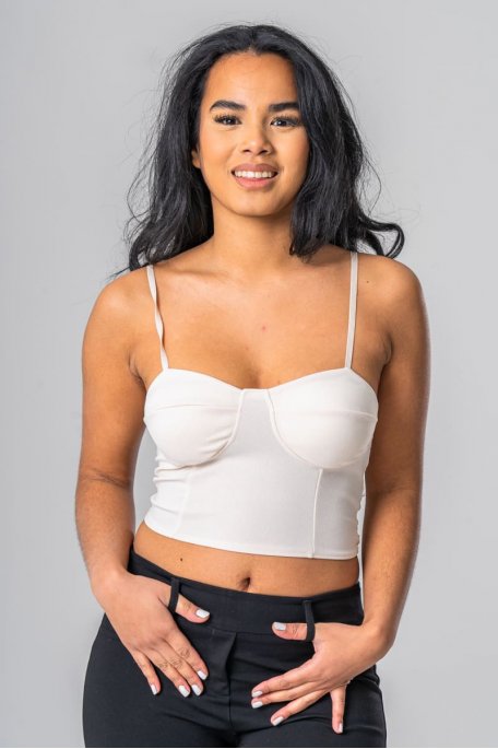 Crop top with white elastic back and straps