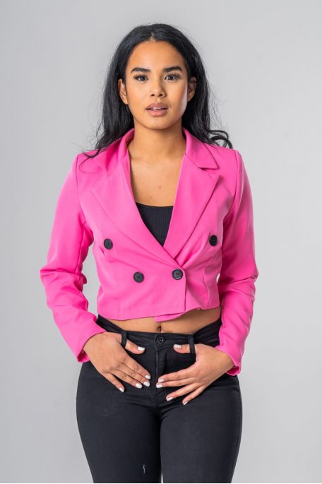 Pink double button slim-fit blazer
