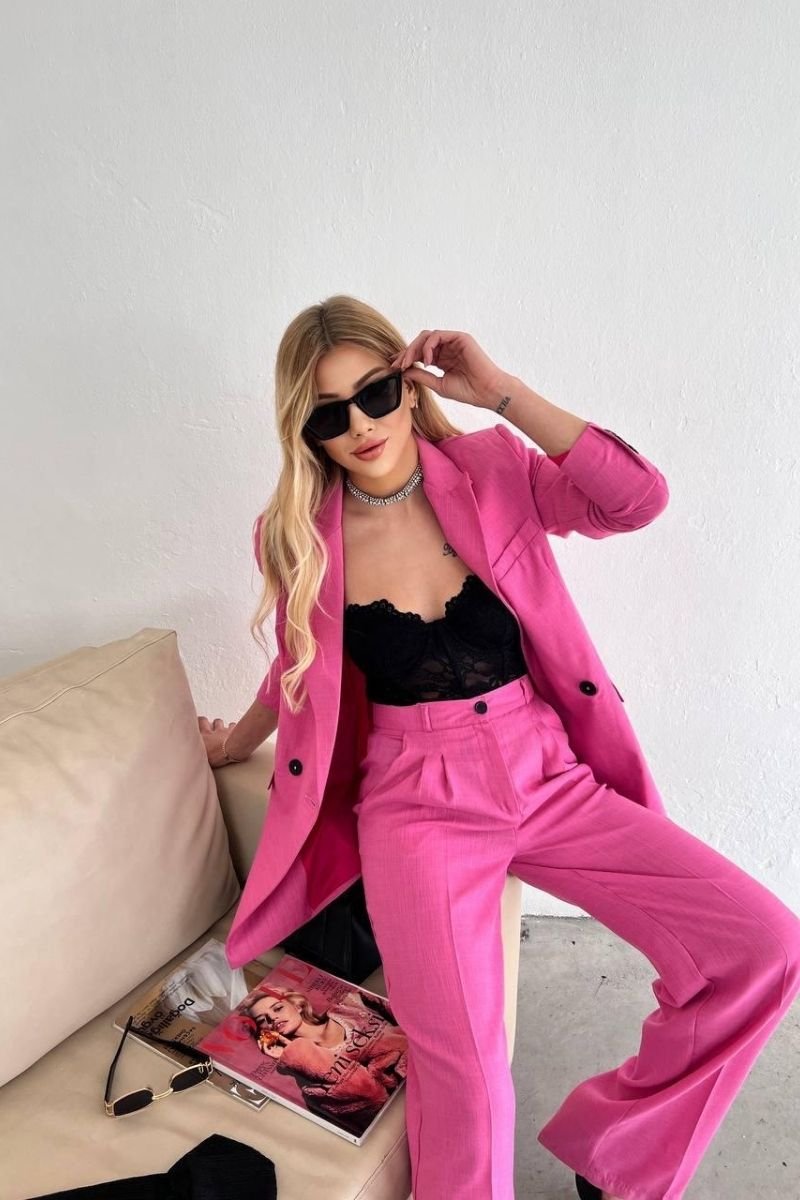 Ensemble blazer rose oversize Cinelle Paris mode femme tendance