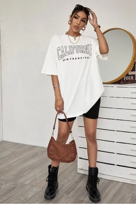 T-Shirt Oversize-Schnitt California weiß
