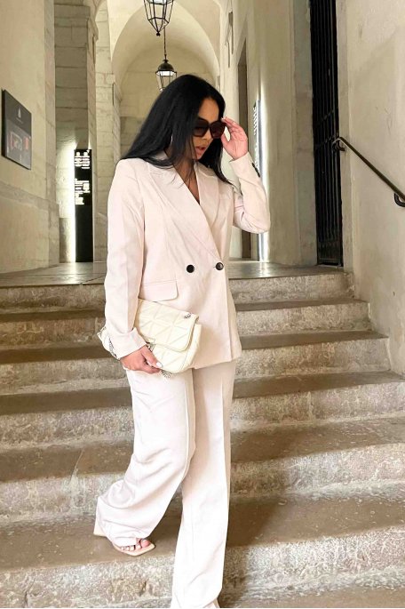 Weites Kostümset beige